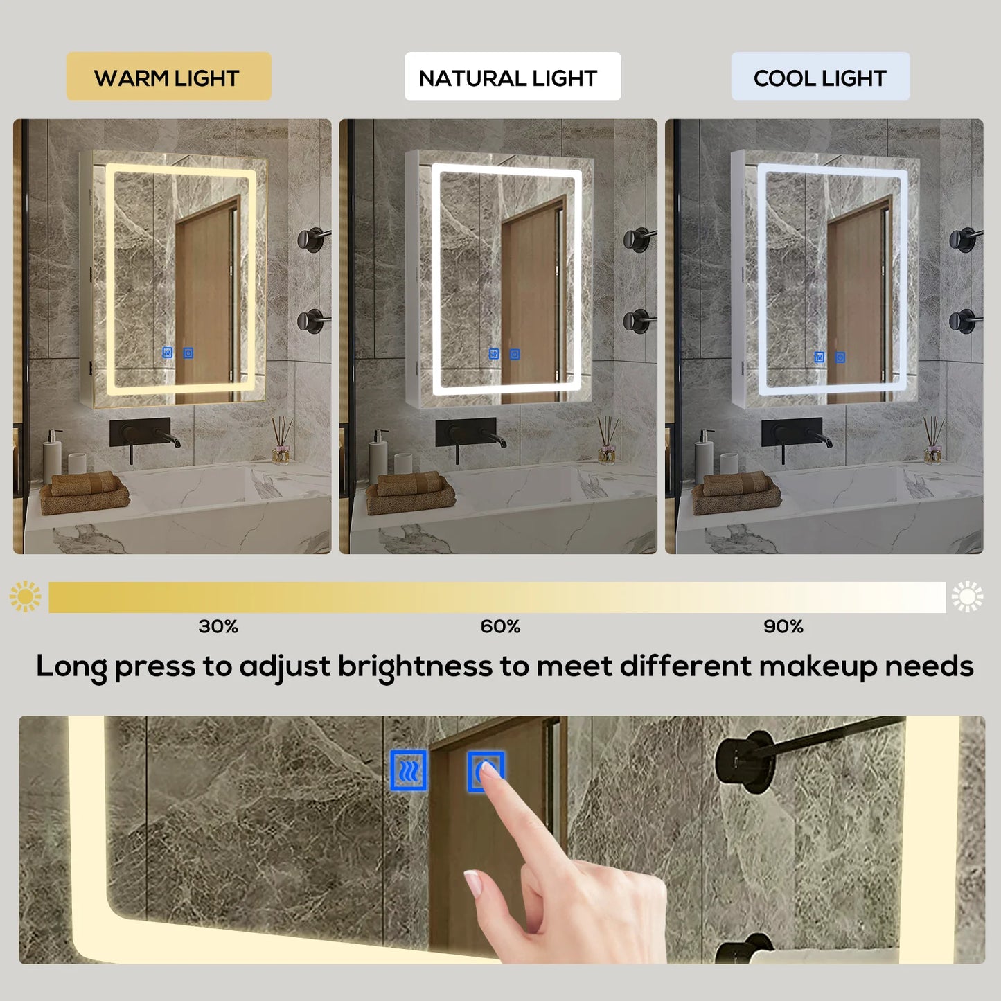 Bathroom Medicine Cabinet with LED Lights and Mirror