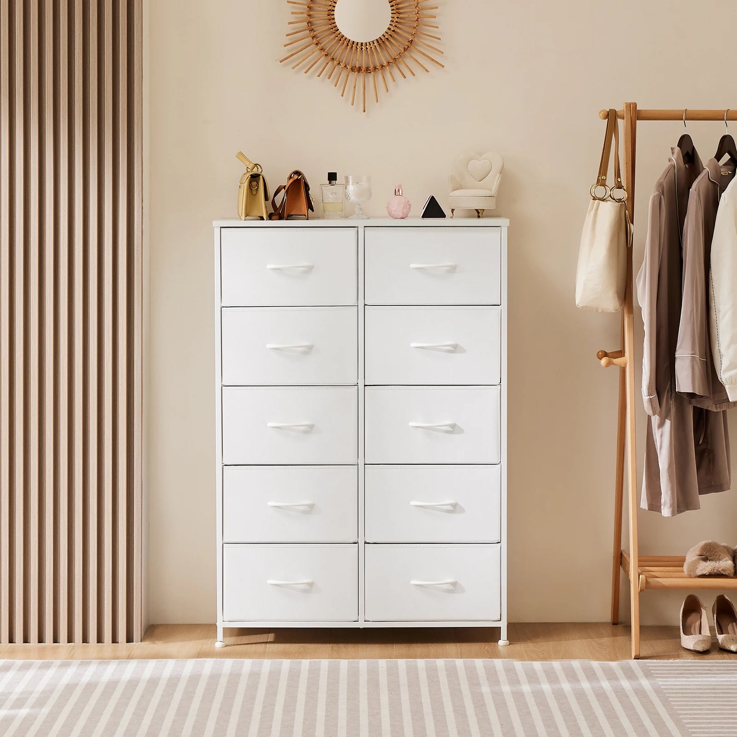 10 Fabric Drawers Wardrobe Steel Frame Closet