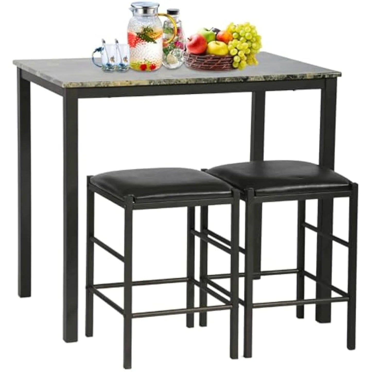 Rectangular Marble Table Top Dining Table Set