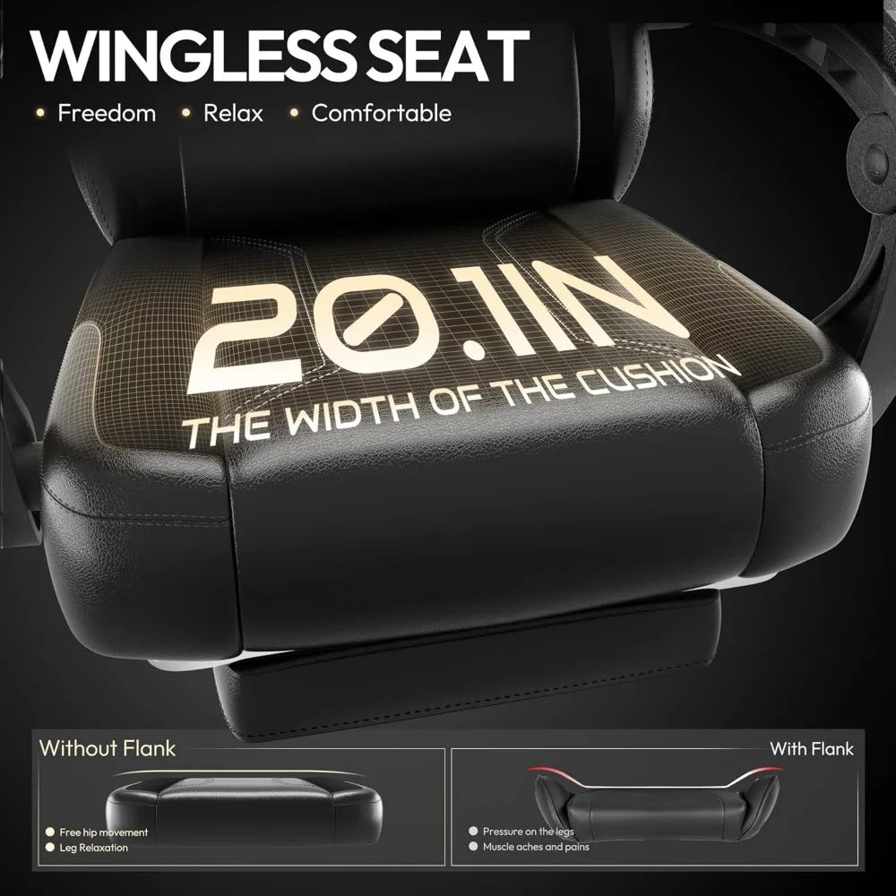 Gaming Chair with Pocket Spring Cushion and Footrest