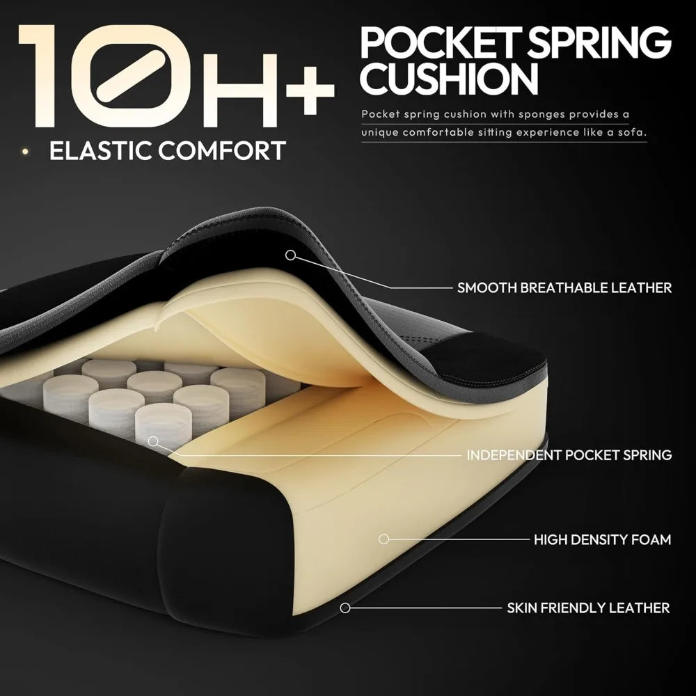Gaming Chair with Pocket Spring Cushion and Footrest