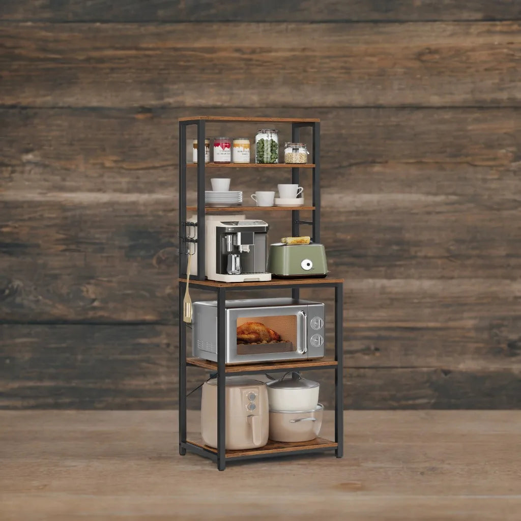 6-Tier Kitchen Shelves with 6 Hooks