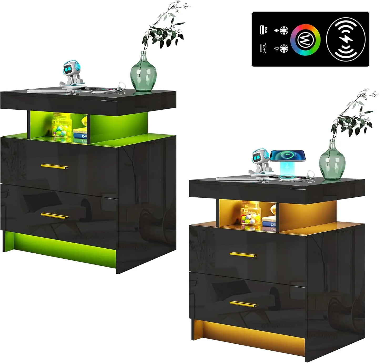 Nightstand with RGB Auto LED Lights