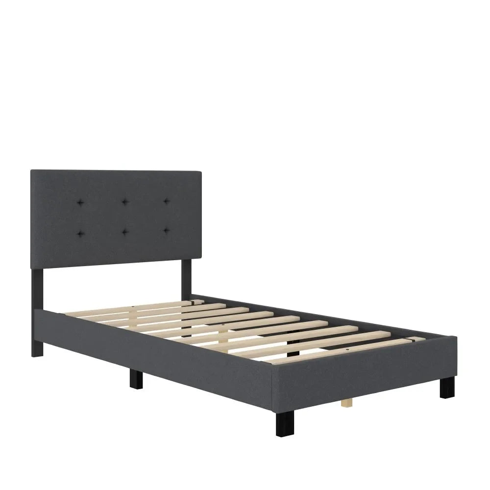 Claire Upholstered Bed Gray Linen Twin
