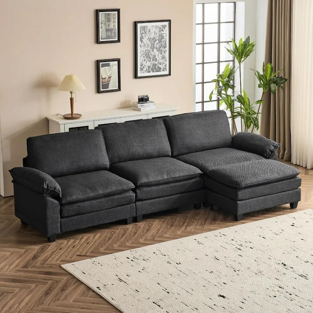Modular Deep Seat Sofa Couch with Ottoman