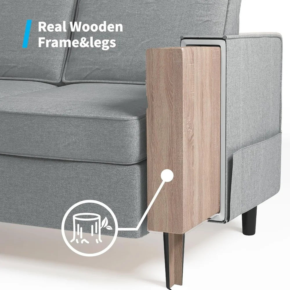 4 Pieces Sectional L Shaped Sofa Couches Set