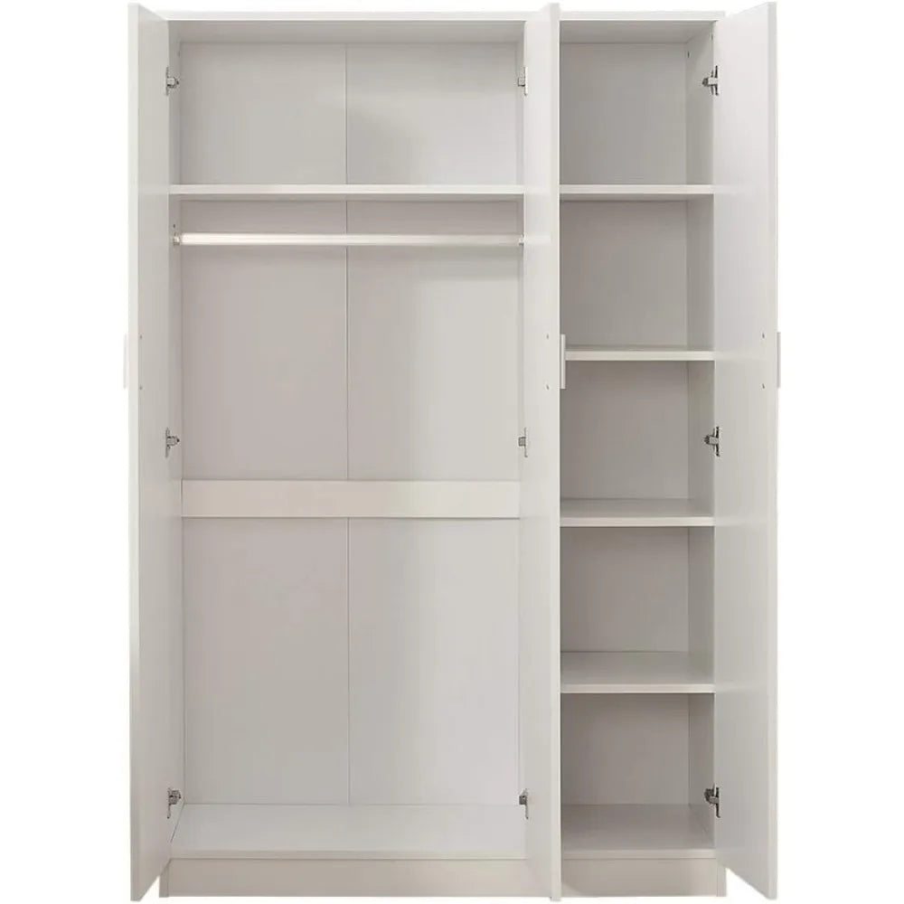 3 Door Wardrobe Closet with Clothes Hanging Rail