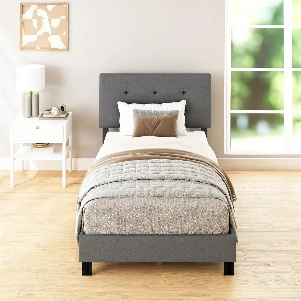 Claire Upholstered Bed Gray Linen Twin