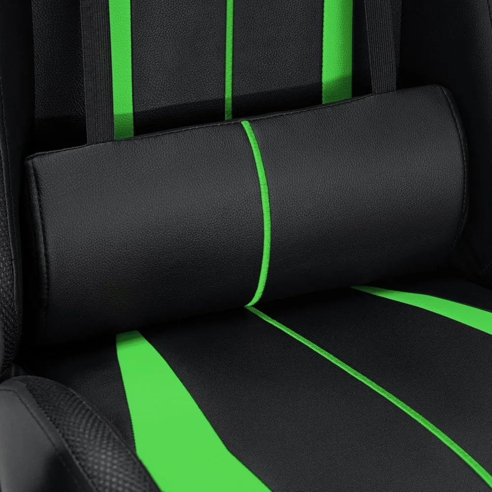 Massage Computer Gaming Chair with LED Lights and Footrest