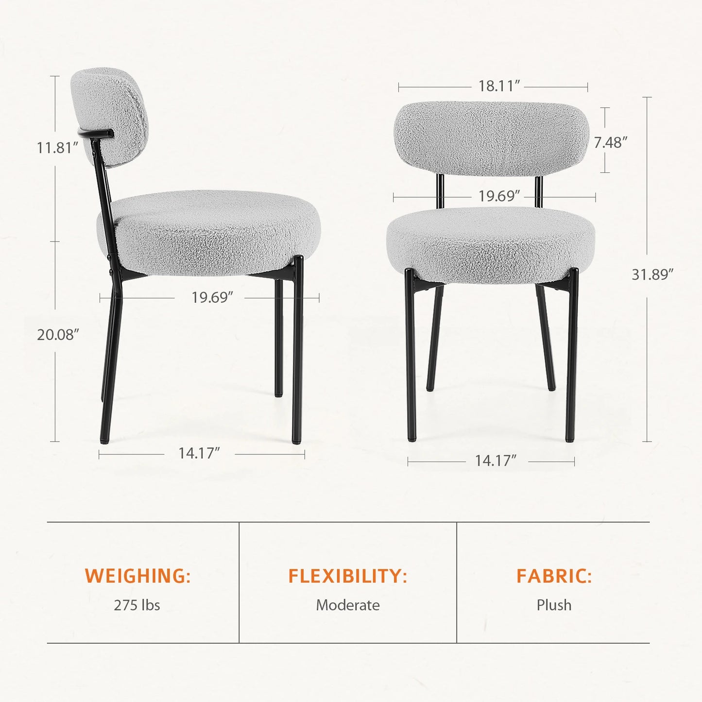 Ergonomic Round Dining Chairs Set