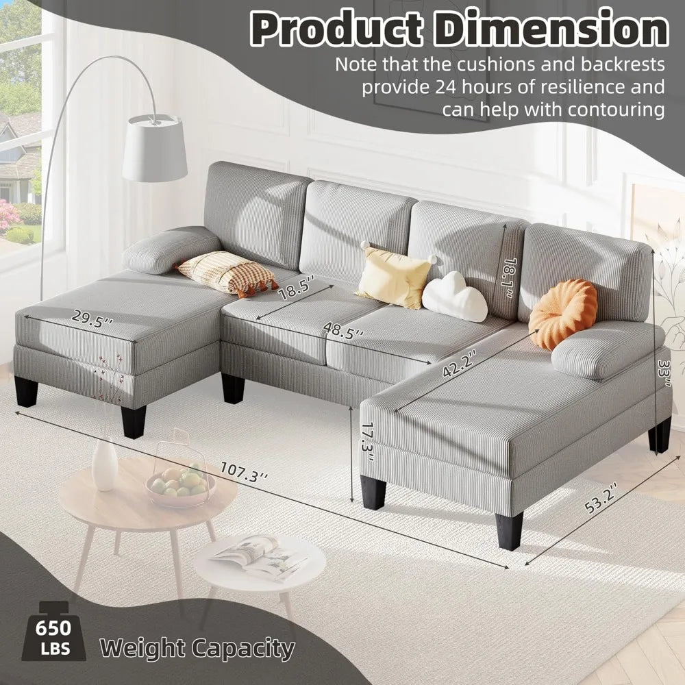 107.3" Sectional Couches for Living Room