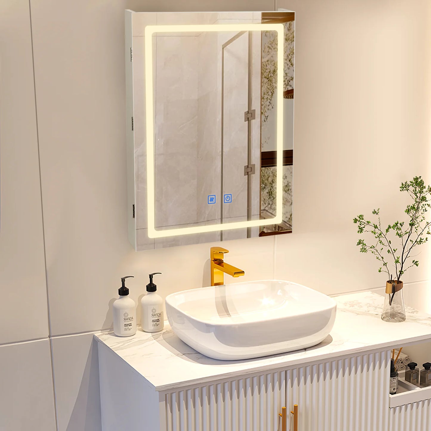 Bathroom Medicine Cabinet with LED Lights and Mirror