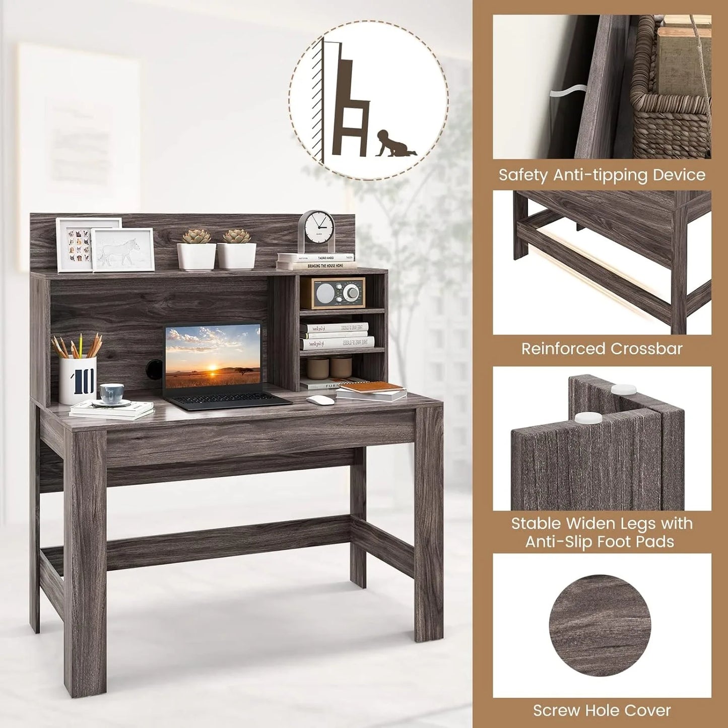 Computer Desk with Hutch Shelf