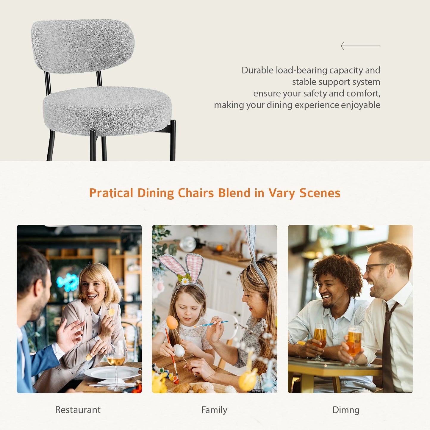 Ergonomic Round Dining Chairs Set