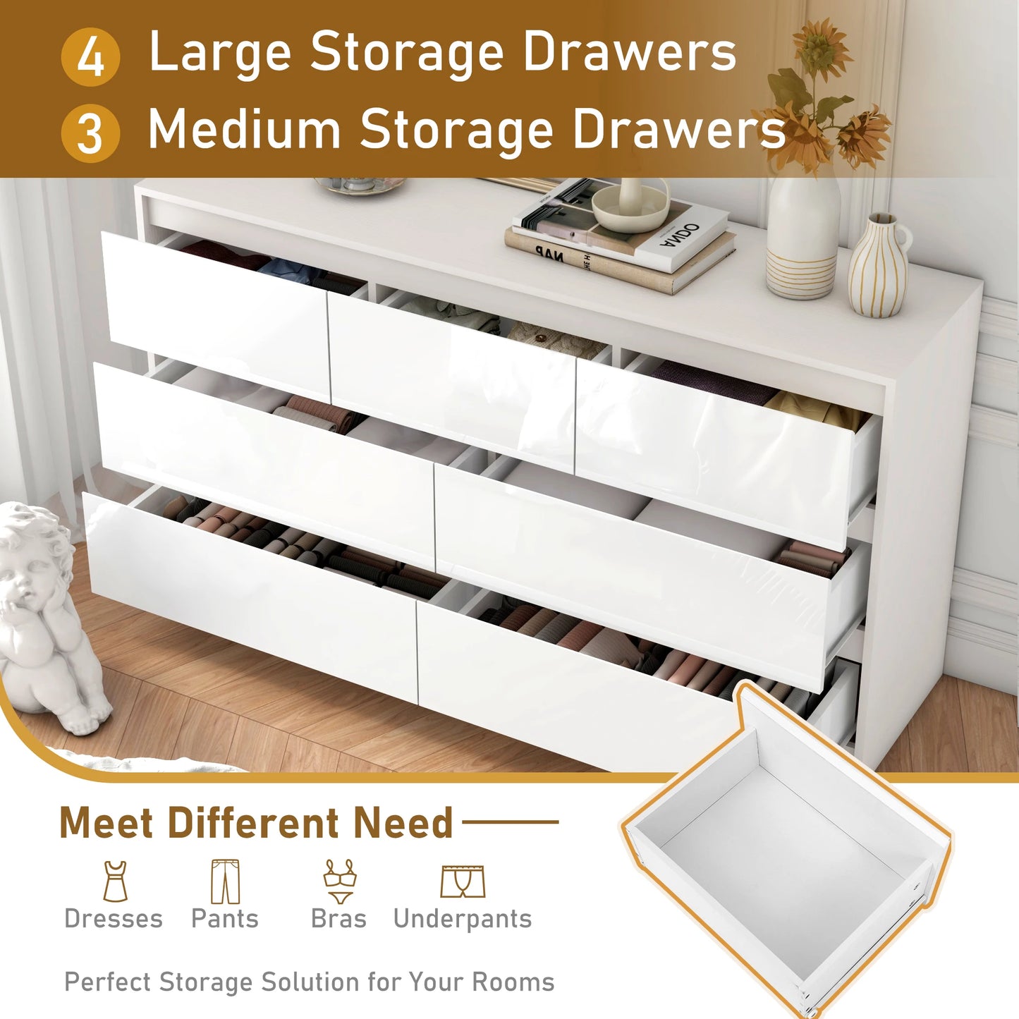 7 Drawer Dresser for Bedroom