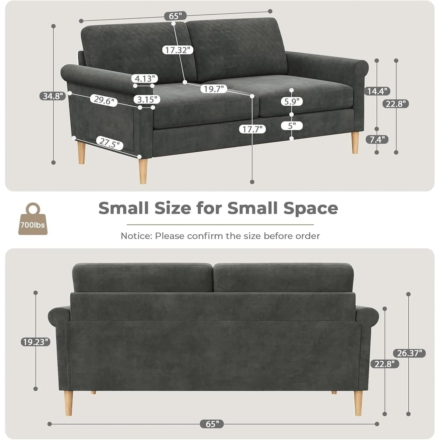 Modern Decor Loveseat Sofa Couches for Living Room