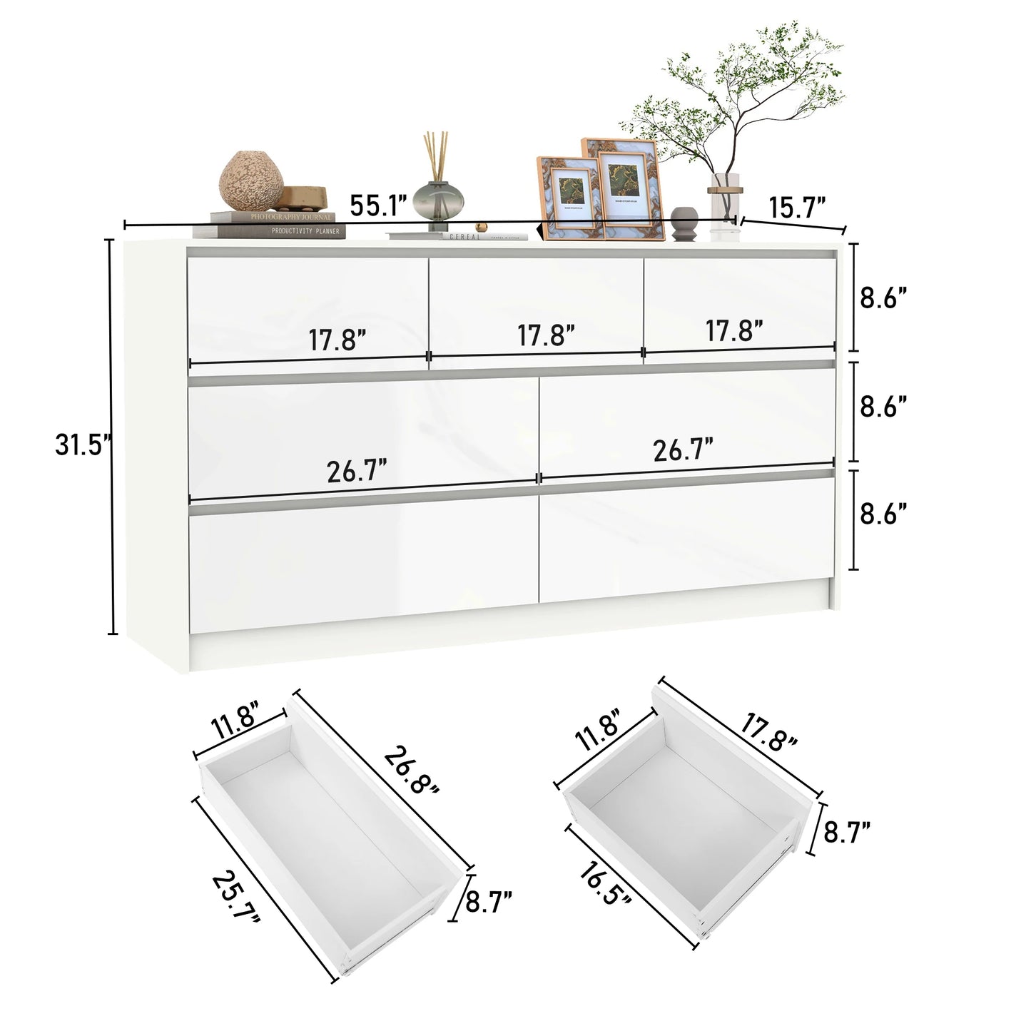 7 Drawer Dresser for Bedroom