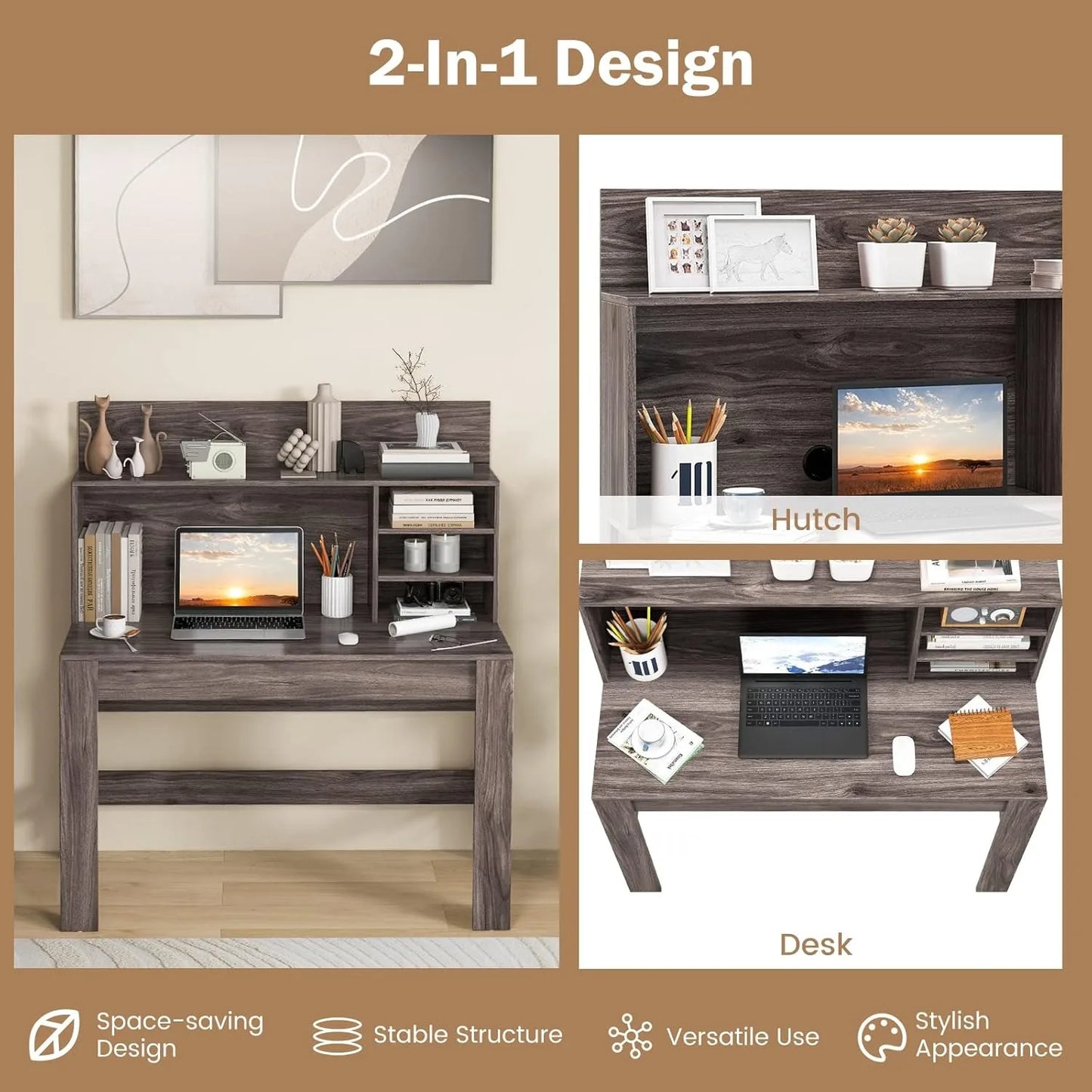 Computer Desk with Hutch Shelf