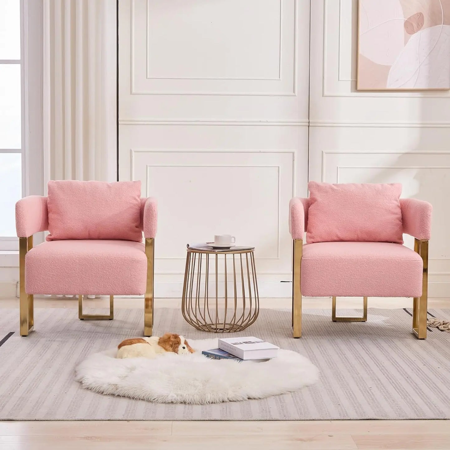 Teddy Velvet Side Sofa with Gold Legs