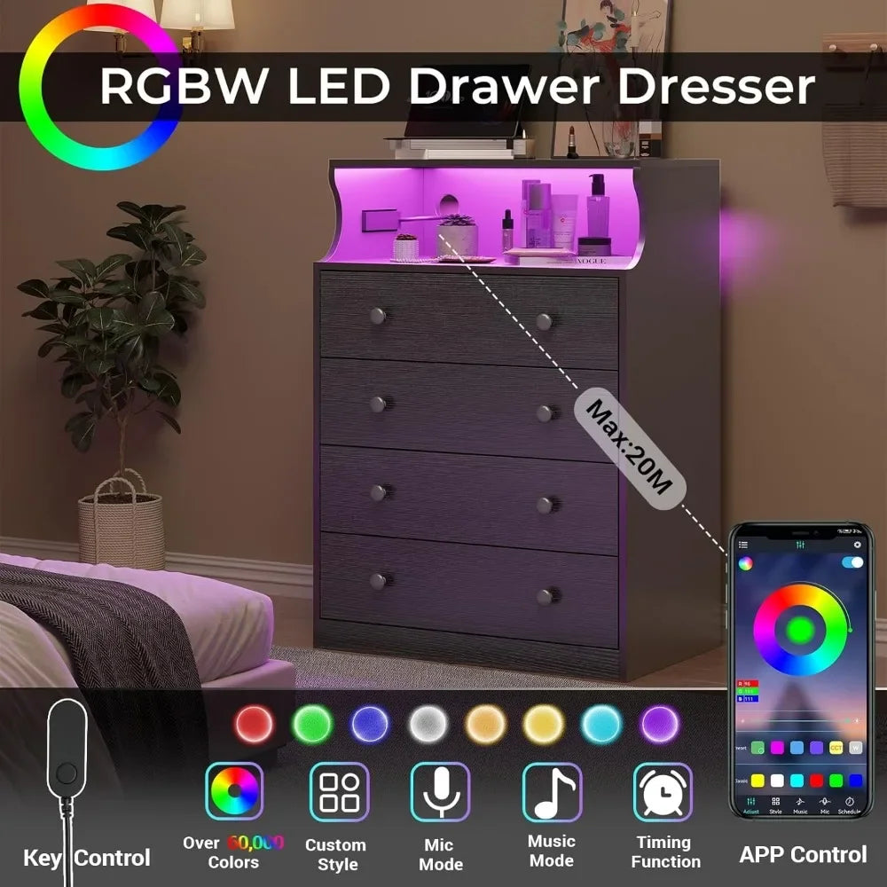 Black Dresser with Charging Station