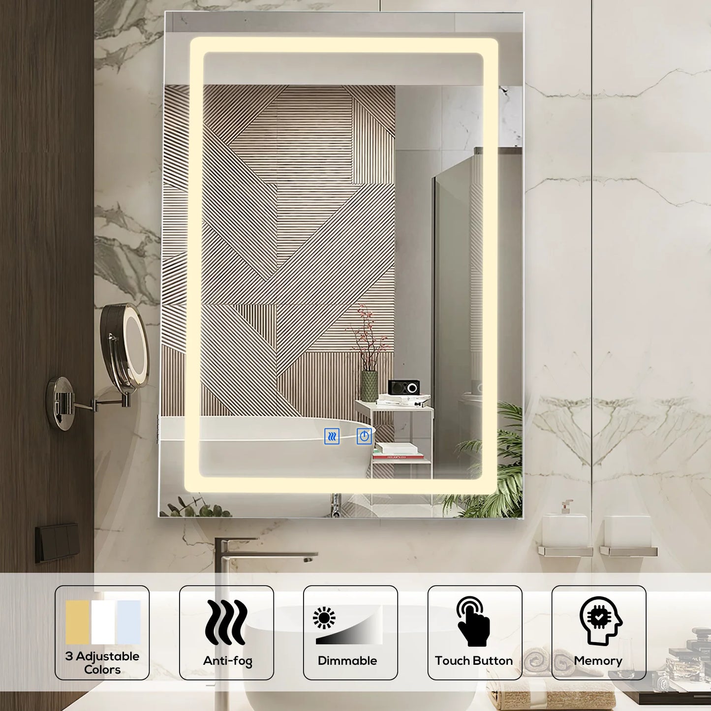 Bathroom Medicine Cabinet with LED Lights and Mirror