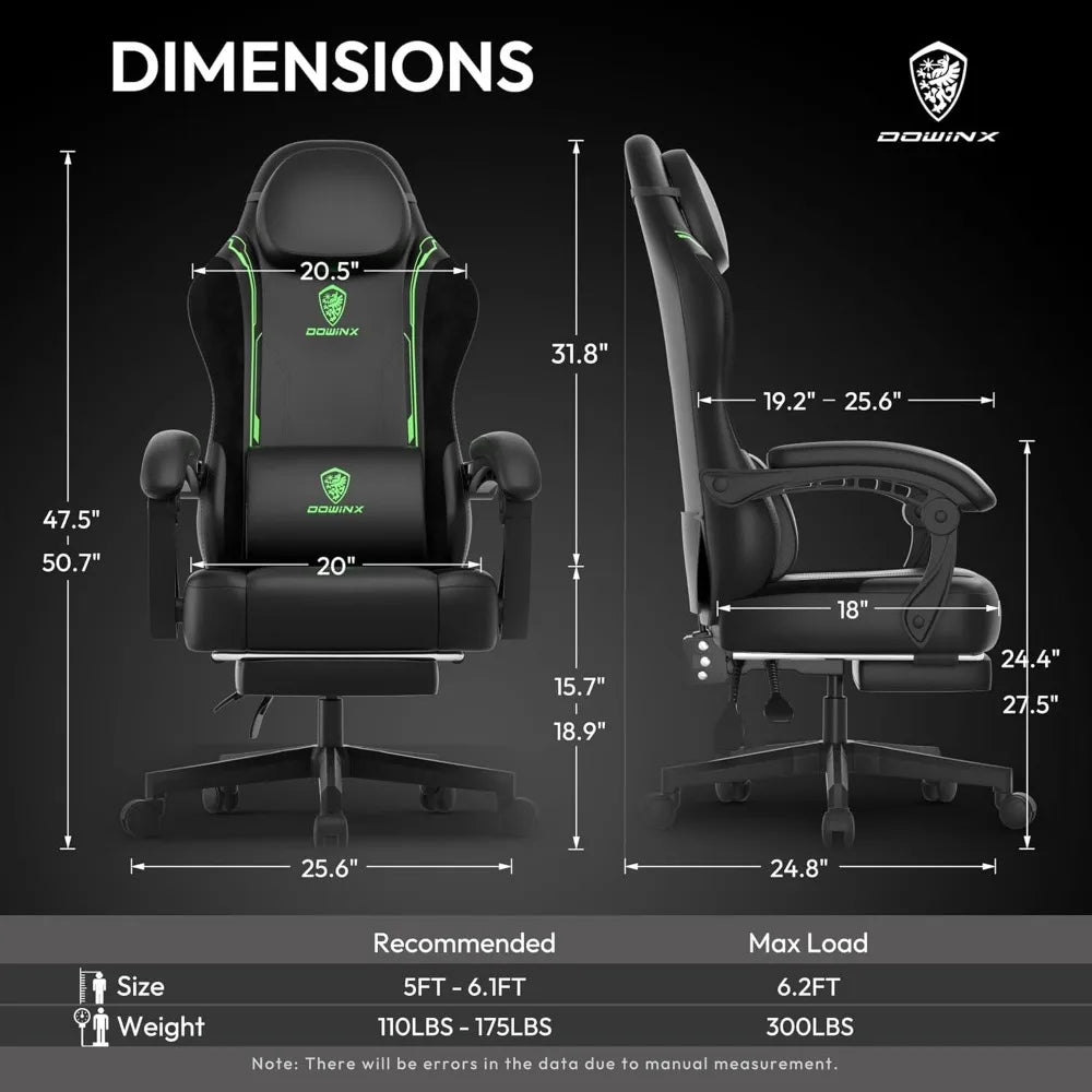 Gaming Chair with Pocket Spring Cushion and Footrest