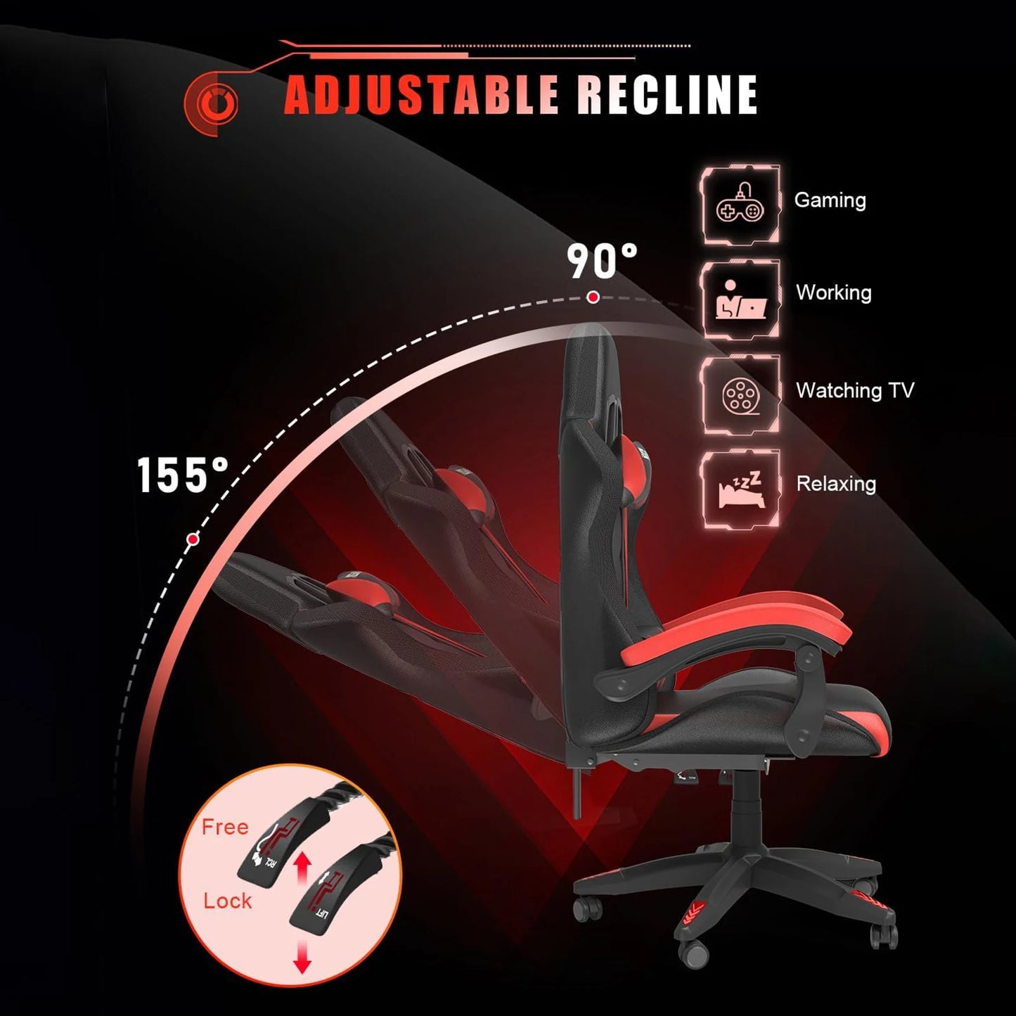 RGB Gaming Chair with LED Lights Ergonomic