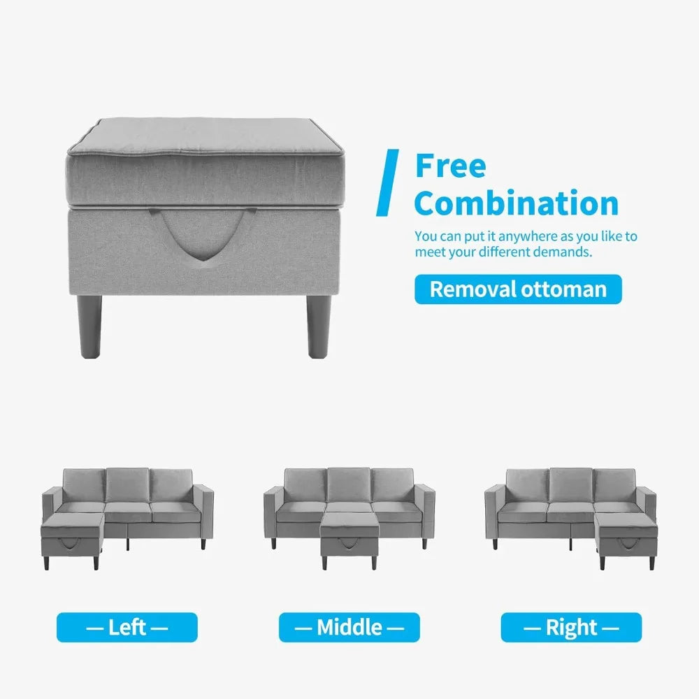 4 Pieces Sectional L Shaped Sofa Couches Set