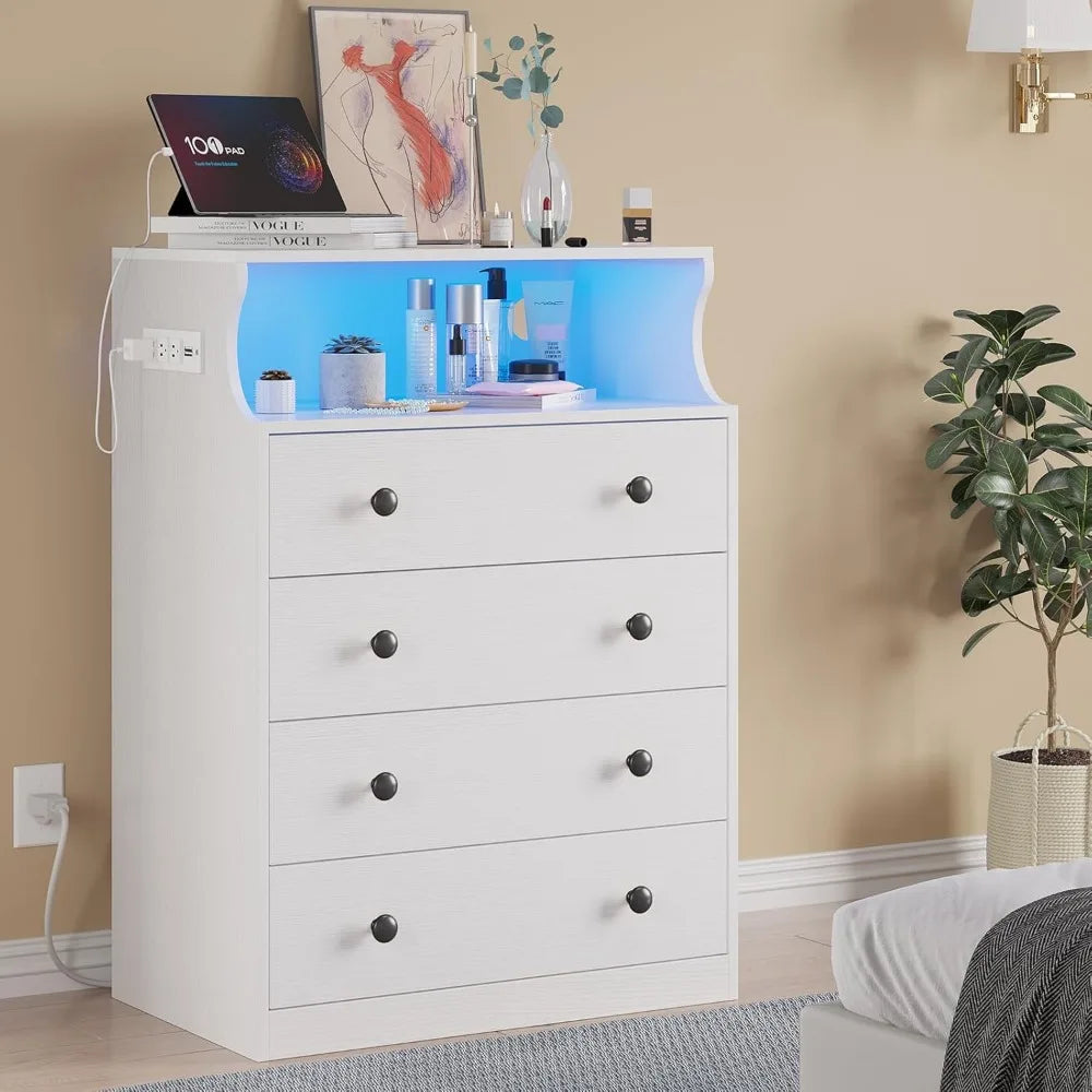 Black Dresser with Charging Station