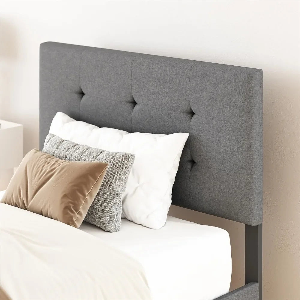 Claire Upholstered Bed Gray Linen Twin
