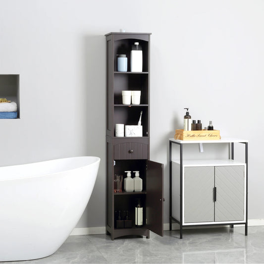 Free Standing Bath Storage Organizer Linen Tower W/ Shelf