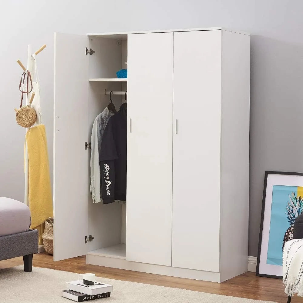 3 Door Wardrobe Closet with Clothes Hanging Rail