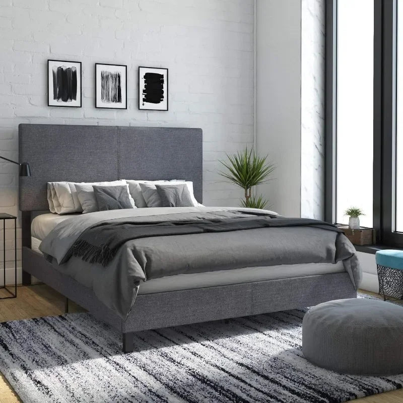 Bed with Chic Upholstered Headboard