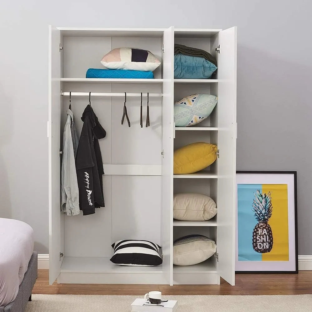 3 Door Wardrobe Closet with Clothes Hanging Rail