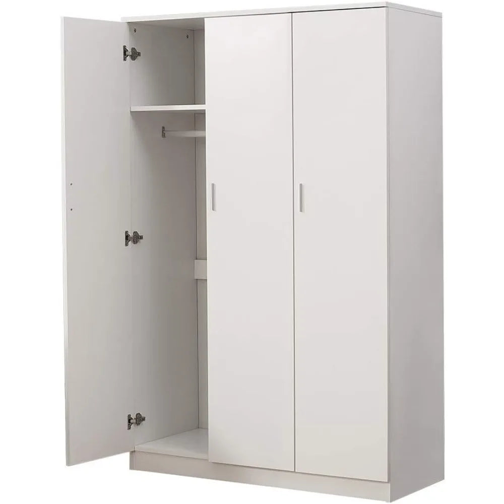 3 Door Wardrobe Closet with Clothes Hanging Rail