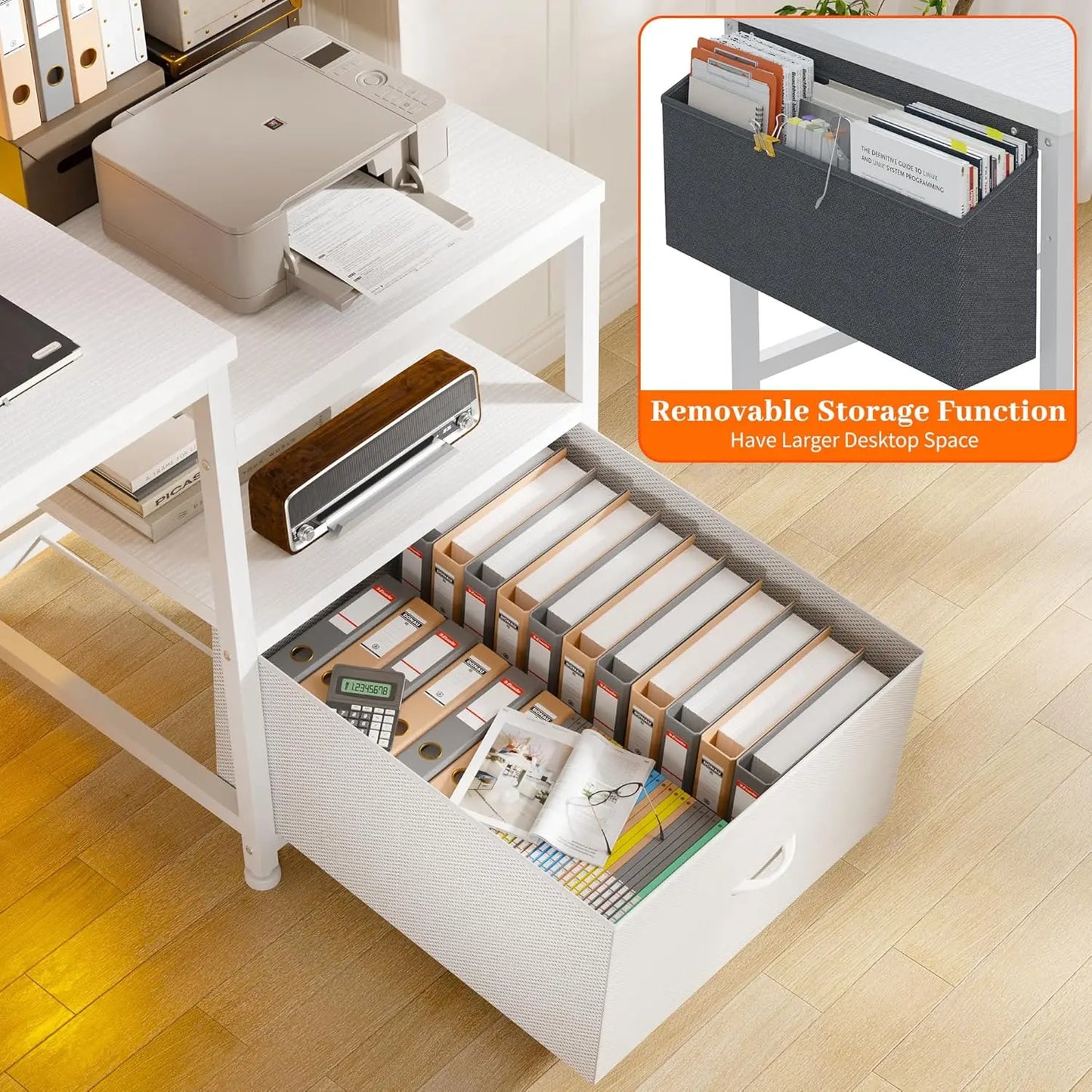 56.5" Computer Desk with File Drawers Cabinet
