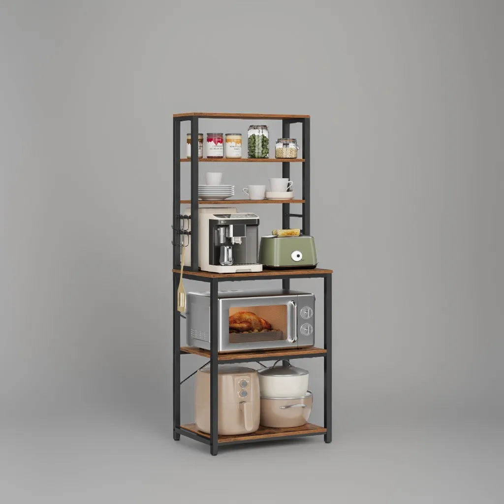 6-Tier Kitchen Shelves with 6 Hooks