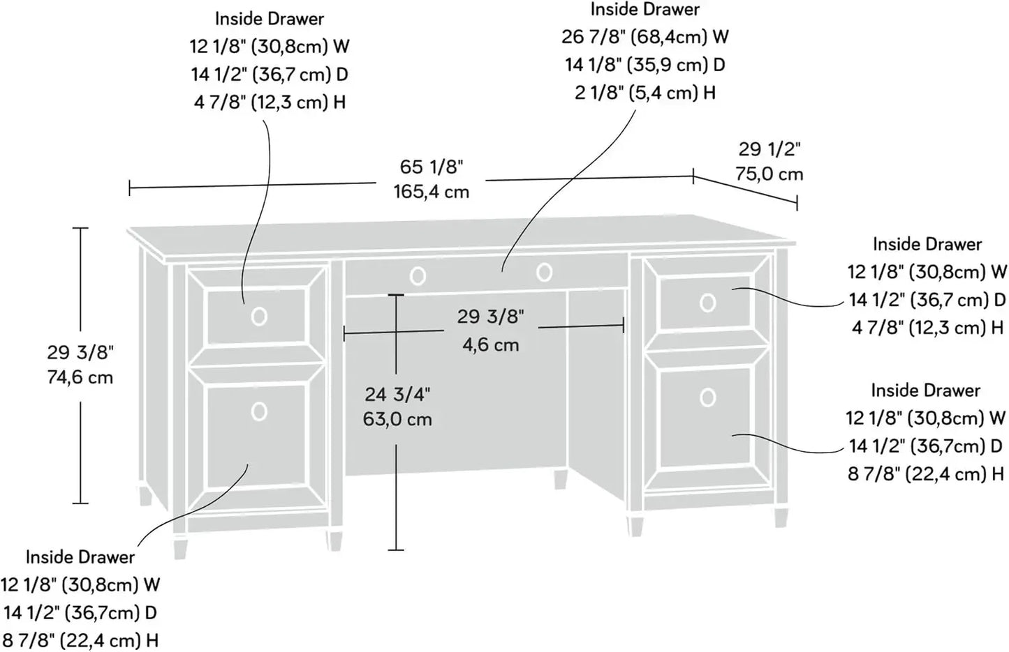 Executive Desk File Drawer Storage